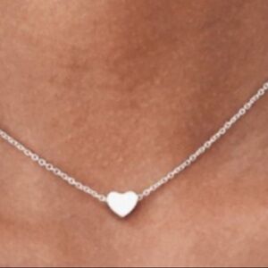 Silver heart dainty 3-D necklace silver chain minimalist boho